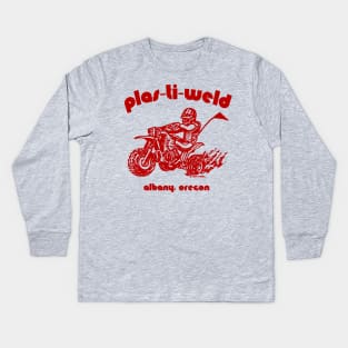 Plas-Ti-Weld Logo in dark red Kids Long Sleeve T-Shirt